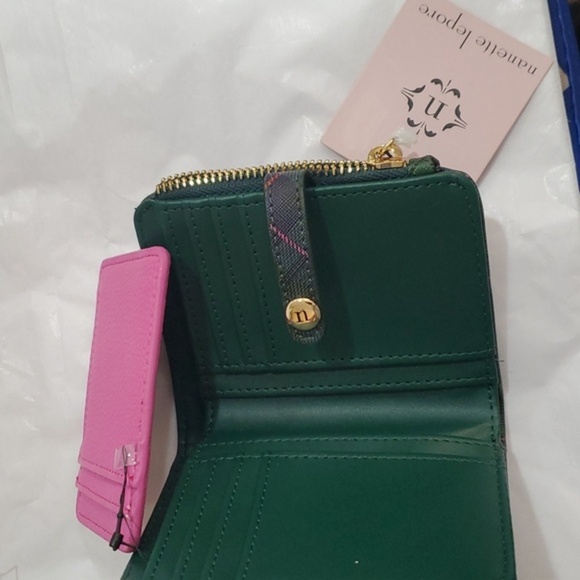 Nanette Lepore 3pc navy tartan lipstick pink green blue‎ plaid wallet set - Picture 6 of 11